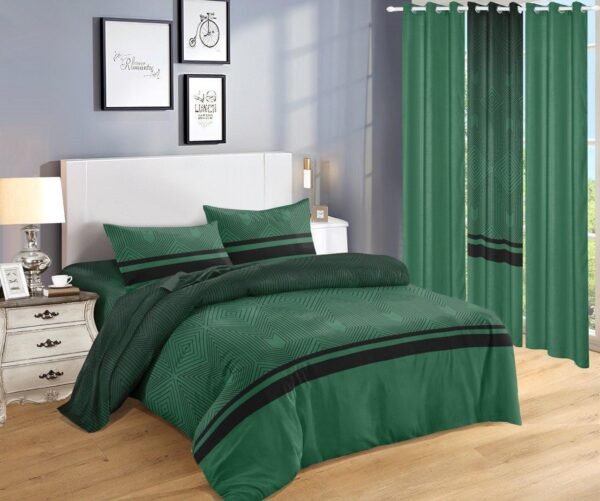 Emerald Geometric Curtain Set