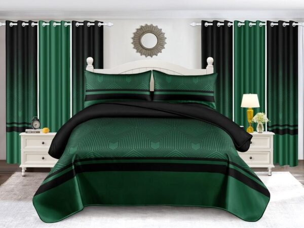 Emerald Geometric Curtain Set